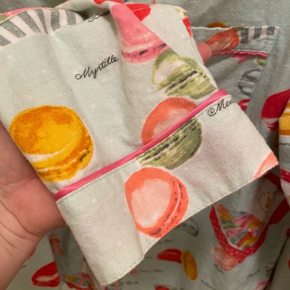 Nick & Nora Flannel Macaron Pajama Top Button up Shirt Novelty Warm Cozy Cotton - Picture 6 of 10